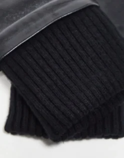 & Other Stories Leather And Wool Blend Mittens In