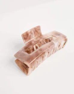 Accessorize Rectangle Marbled Claw Clip In Pink