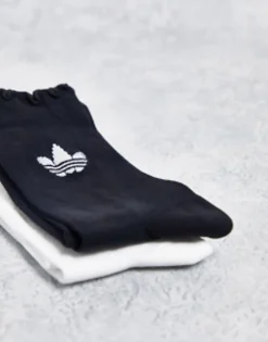 Adidas Originals 2 Pack Ruffle Socks In Black And White
