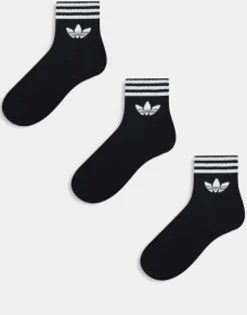 Adidas Originals Adicolor Trefoil 3 Pack Ankle Socks In