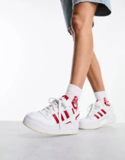 Adidas Originals Forum Xlg Platform Trainers In And Red
