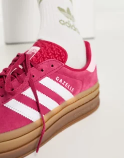 Adidas Originals Gazelle Bold Platform Trainers In With Gum Sole