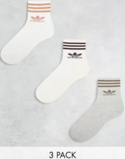 Adidas Originals Mid Cut Socks In Neutrals