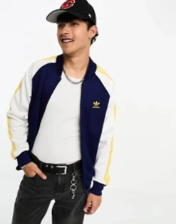 Adidas Originals Superstar Trackjacket In Navy And White