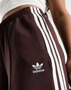 Adidas Originals Three Stripe Wide Leg Trousers In