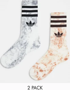 Adidas Originals Tie Dye 2 Pack Socks In Olive/Navy