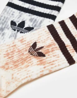 Adidas Originals Tie Dye 2 Pack Socks In Olive/Navy