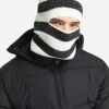 Adpt Rib Knitted Balaclava In White Stripe