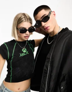 Aj Morgan Rectangle Sunglasses In With Gold Trims