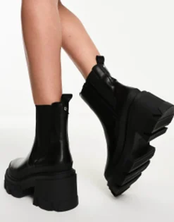 Aldo Wide Fit Talanariel Chunky Ankle Boots In Leather