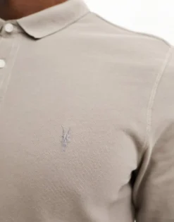 Allsaints Reform Long Sleeve Polo Top In Beige