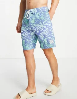American Eagle 10 Inch Welt Palm Print Boardshorts In