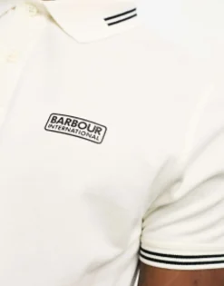 Barbour International Essential Tipped Short Sleeve Polo Shirt In Off White