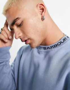 Barbour International Regent Mock Neck Sweatshirt In Blue