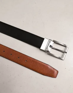 Barbour Reversable Tartan Leather Belt In Brown