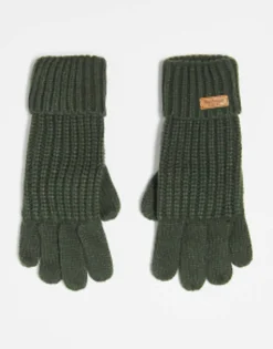 Barbour Saltburn Knitted Gloves In Khaki