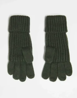Barbour Saltburn Knitted Gloves In Khaki