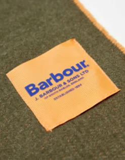 Barbour X Exclusive Unisex Two Tone Scarf In Olive & Orange