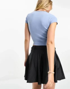 Bershka Baby Tee 2 Pack In Steel Blue And Stone
