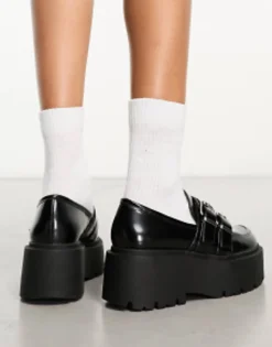 Bershka Chunky Loafer With Buckle Detail In