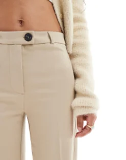 Bershka Petite Wide Leg Slouchy Dad Tailored Trousers In