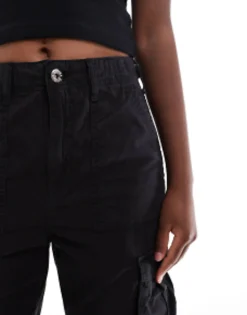 Bershka Straight Leg Cargo Trousers In