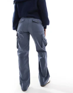 Bershka Straight Leg Cargo Trousers In Graphite