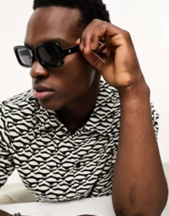 Bershka Thick Frame Square Sunglasses In