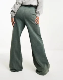 Bershka Wide Leg Joggers In Acid Wash