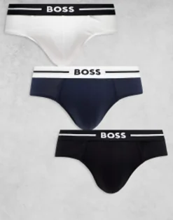 Boss Bodywear Bold 3 Pack Hipster Brief In Black, Blue And White