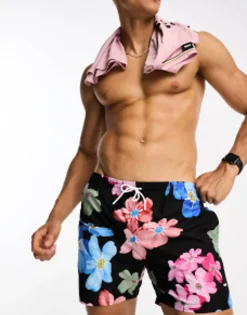 Boss Piranha Floral Print Swim Short In