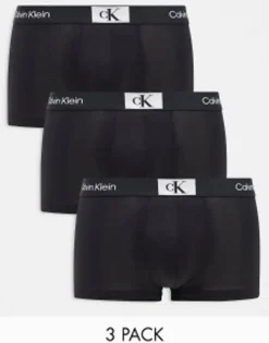 Calvin Klein Ck 96 3 Pack Cotton Low Rise Trunks In