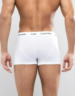 Calvin Klein Cotton Stretch 3 Pack Low Rise Trunks In