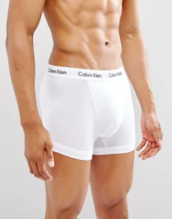 Calvin Klein Cotton Stretch 3-Pack Trunks In Black,White And Grey