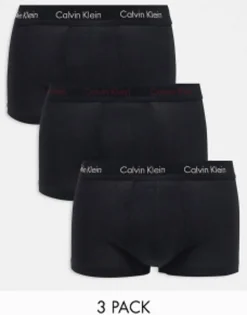 Calvin Klein Cotton Stretch 3 Pack Low Rise Trunks In