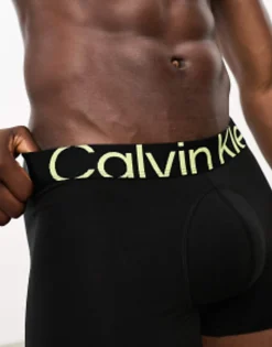 Calvin Klein Future Shift Trunk In Black With Green Logo Waistband