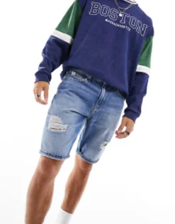 Calvin Klein Jeans Cc Regular Denim Shorts In Light Wash Blue