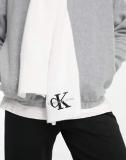 Calvin Klein Jeans Embroidered Scarf In White