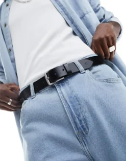 Calvin Klein Jeans Flat Classic Leather Belt In