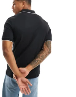 Calvin Klein Stretch Pique Tipping Polo Shirt In Black