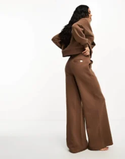 Chelsea Peers Mix&Match Wide Leg Joggers In Brown