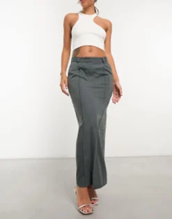 Closet London Split Pencil Maxi Skirt In Charcoal Grey