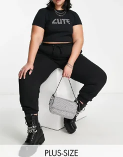 Collusion Plus Oversized Branded Joggers In