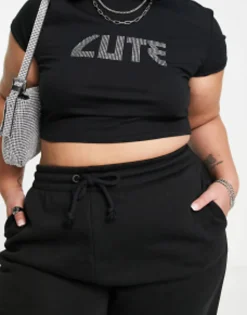 Collusion Plus Oversized Branded Joggers In