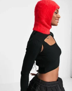 Collusion Unisex Eyelash Yarn Balaclava In