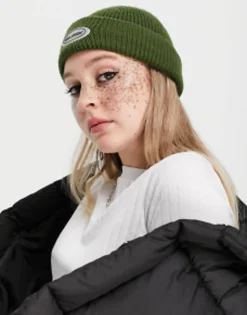 Collusion Unisex Fisherman Beanie With Logo In Green