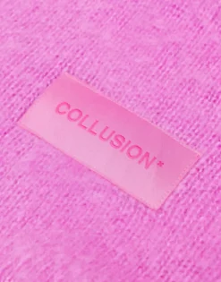 Collusion Unisex Fluffy Knit Logo Scarf In