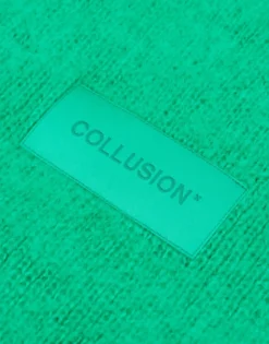 Collusion Unisex Fluffy Knit Logo Scarf In Green