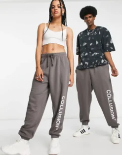 Collusion Unisex Logo Joggers In Dark