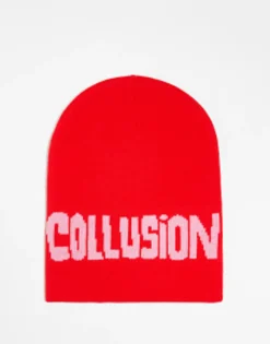 Collusion Unisex Skater Beanie With Logo Knit In